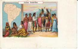 South America Native Ethnicities, Native Indians, Map, On Czech(?) C1900s Vintage Postcard - Ohne Zuordnung