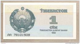 Uzbekistan - Banconota Non Circolata FdS Da 1 Som P-61a.2 - 1992 #19 - Usbekistan