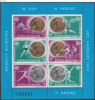 ROMANIA, 1984, Romanian Medalists, Summer Olympic Games, 2 Sheets, 6 Stamps/Sheet, MNH (**), Sc/Mi 3230-31 / Bl-209-210 - Neufs