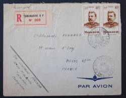 Lettre Recommandée  Par Avion Tananarive RP 1951 --> Paris, Affr. 78,50f YT 308, 309, 318 - Covers & Documents