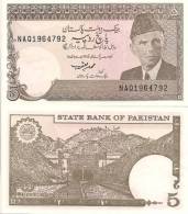 Pakistan P-28, 5 Rupee, Mohammed Aki Jinnah / Khajak Railroad Tunnell $4CV - Pakistan