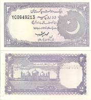 Pakistan P-37, 2 Rupee, Badshahi Mosque, Labore/  Crescent Moon $4CV!! - Pakistan
