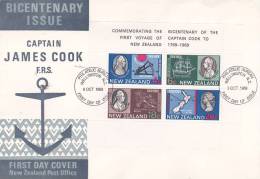 New Zealand 1969 Cook Bicentenary  Mini Sheet  FDC - FDC