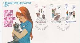 New Zealand 1974 Health,  Cats And Dogs, FDC - FDC