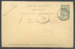 EP Carte 10 Centimes Armoirie Obl. Sc LEUZE 2 Avril 1898 + Griffe Encadrée D´origine De GRANDMETZ  Vers Ath.  Rare - 849 - Linear Postmarks