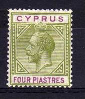 Cyprus - 1921 - 4 Piastres Definitive (Watermark Multiple Script CA) - MH - Zypern (...-1960)