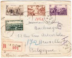 FRANCE 1941 LETTRE RECOMMANDEE DE LA FLECHE A BRUXELLES CENSUREE - Storia Postale