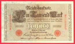 Germany  -  1000 Marks - Red Seal - Large Banknote - 1910 / Papier Monnaie - Billet Allemagne - 1000 Mark