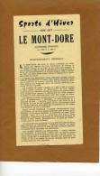 VP - MONT DORE - Sports D´hiver 1976 1977 - Station Thermale - Tourisme - Auvergne Puy De Dôme - Sport & Tourismus