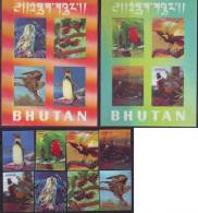 BHUTAN -  BIRDS  3D - OWLS, EAGLE, PENGUINS, PARADIS ++ - **MNH - 1969 - RARE COMPLET - Bhoutan