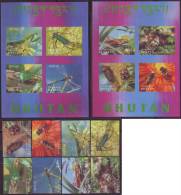 BHUTAN  - INSECT 3D - HONEYBEES, BEETALES , DRAGONFLY  ++  - **MNH - 1969 - RARE COMPLET - Bhután
