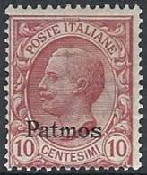 1912 EGEO PATMO EFFIGIE 10 CENT MH * - RR11203 - Egée (Patmo)