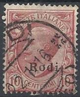 1912 EGEO RODI USATO EFFIGIE 10 CENT - RR11203 - Aegean (Rodi)