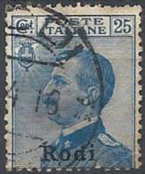 1912 EGEO RODI USATO EFFIGIE 25 CENT - RR11203 - Egeo (Rodi)