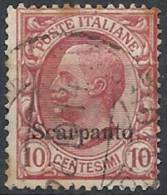 1912 EGEO SCARPANTO USATO EFFIGIE 10 CENT - RR11204 - Ägäis (Scarpanto)