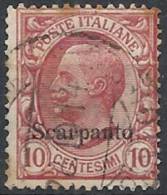 1912 EGEO SCARPANTO USATO EFFIGIE 10 CENT - RR11204 - Aegean (Scarpanto)