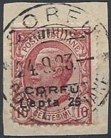 1923 CORFU USATO EFFIGIE SOPRASTAMPATO 25 SU 10 CENT - RR11207 - Korfu