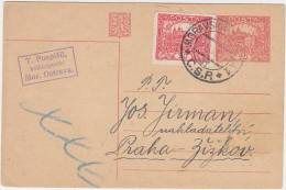 1920 Czechoslovakia Postal Stationery, Card. CDV 22. Moravska Ostrava 13.IX.20.  (A05216) - Cartes Postales