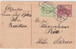 1919 Czechoslovakia Postal Stationery, Card. CDV 10. Zwittau 29.IX.19.  (A05223) - Postales