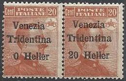 1918 TRENTINO EFFIGIE 20 H VARIETà MNH ** - RR11238 - Trento