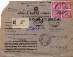 1952 LETTERA RACCOMANDATA CON ANNULLO PADOVA - Portomarken