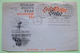 USA 1968 Stationery FDC Cancel In Washington - Human Rights - Birds Torch Hands - Brieven En Documenten