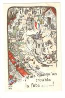 CPA : Illustration Signée A.H. : Mais Quelqu'un Troubla La Fête : Armée Française ( Tanck) Faisant Fuire Les Allemands - War 1914-18