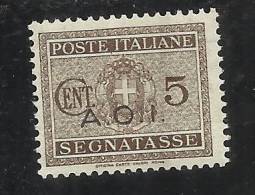 AFRICA ORIENTALE ITALIANA AOI 1939 - 1940 SEGNATASSE TAXES TASSE 5 CENT MNH BEN CENTRATO - Afrique Orientale Italienne