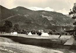 Delcampe - CPSM   PASSY   Un Coin Du Village Avec Le Camp Du Mont Blanc  Et Le Mont Blanc - Passy