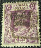 Burma 1947 King George VI Overprinted Trans Interim Government 4a - Used - Birma (...-1947)