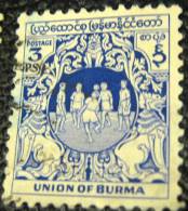 Burma 1949 Boys Playing 3p - Used - Myanmar (Birmanie 1948-...)