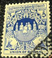 Burma 1949 Boys Playing 3p - Used - Myanmar (Birmanie 1948-...)