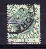 Straits Settlements - 1884 - 24 Cents Definitive (Blue-Green, Watermark Crown CA) - Used - Straits Settlements