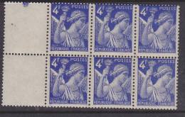 FRANCE N° 656 4F IRIS BLEU 4 EPAIS BLOC DE 6 NEUF SANS CHARNIERE - Ongebruikt