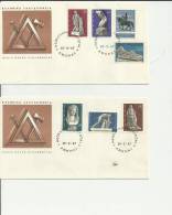 GREECE 1967-  SET OF 2 FDC  SCULPTORS OF GREECE  TOTAL 7 STAMPS:  1  W 4  STS  OF 80-2-2,50-3 + 1 WITH 20-10-50 DR  ATHE - FDC
