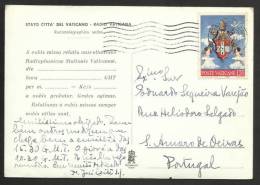 Radio Vatican Carte Postale QSL Voyagé 1959 Au Portugal Vatican Radio QSL Card Postcard Postally Used 1959 To Portugal - Covers & Documents