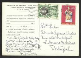 Radio Vatican Carte Postale QSL Voyagé 1959 Au Portugal Vatican Radio QSL Card Postcard Postally Used 1959 To Portugal - Storia Postale