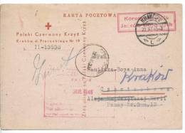 1945. POLISH RED CROSS  POSTCARD MISSING PERSON FORM. REDIRECTED  KRAKOW- - Prisoner Camps