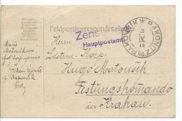 1914.FELDPOSTKORRESPONDEN ZKARTE. CENSOR MARK. RAKONITZ--KRAKOW. - Lettres & Documents