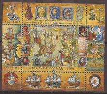 1992 X  2536-BLOK 41  JUGOSLAVIJA EUROPA CEPT CHRISTPH KOLUMBUS AMERIKA NAVI - Hojas Y Bloques