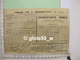 Facture Transports - KINDT - TOURCOING - 18 Mars 1964 - Transportmiddelen