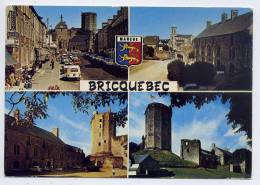 BRICQUEBEC--Vues Diverses--chateau,tour,rue Avec Voiture Dont Renaul 4 L,blason,cpm N°103 éd Artaud - Bricquebec