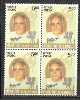 INDIA, 2008, Birth Centenary Of Bommi Reddi Narasimha Reddy, (Telgu Film Director), Block Of 4,  MNH, (**) - Unused Stamps