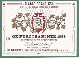 P553 - Vin Alsace Grand Cru GEWURZTRAMINER 1986 - ALTENBERG De BERGBIETEN - - Gewurztraminer