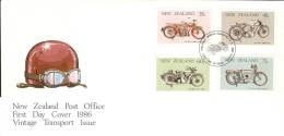 New Zealand1986  Vintage Transport Motorcycles FDC - FDC