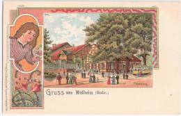 MÜLHEIM Ruhr Color Litho Mit Glitzer Und Glimmer Jugendstil Straßenbahn Monning TOP-Erhaltung - Muelheim A. D. Ruhr