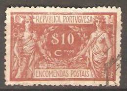 PORTUGAL (ENCOMENDAS POSTAIS) - 1920-1922,   Comércio E Indústria. Pap. Liso  $10   (o)   MUNDIFIL  Nº 4a - Usado