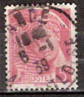 Timbre France Y&T N° 406 (2) Obl.  Type Mercure.  5 C. Rose. Cote 0,15 € - 1938-42 Mercure