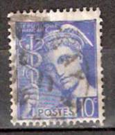 Timbre France Y&T N° 407 (3) Obl.  Type Mercure.  10 C. Outremer. Cote 0,15 € - 1938-42 Mercure