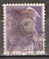 Timbre France Y&T N° 413 (3) Obl.  Type Mercure.  40 C. Violet. Cote 0,15 € - 1938-42 Mercure